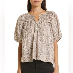 THE GREAT. The Honey Floral Cotton Blouse